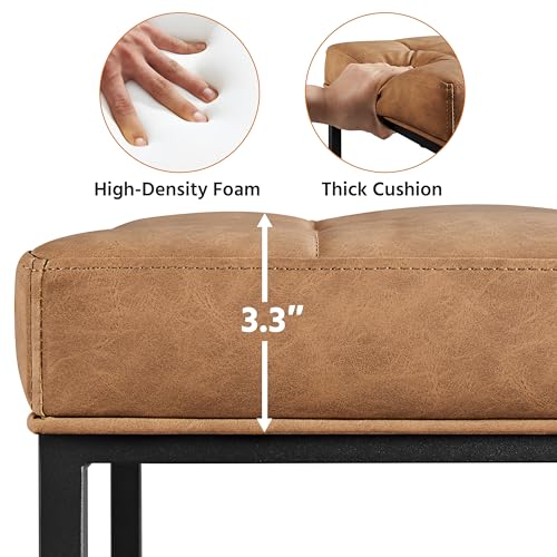 Yaheetech Set of 2 Backless 24-Inch Faux Leather Bar Stools for Kitchen Island, Brown
