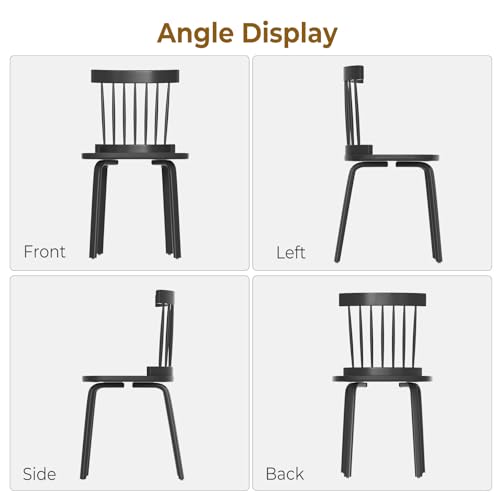 Set of 4 Windsor Dining Chairs in Black, Mid-Century Modern French Country Style