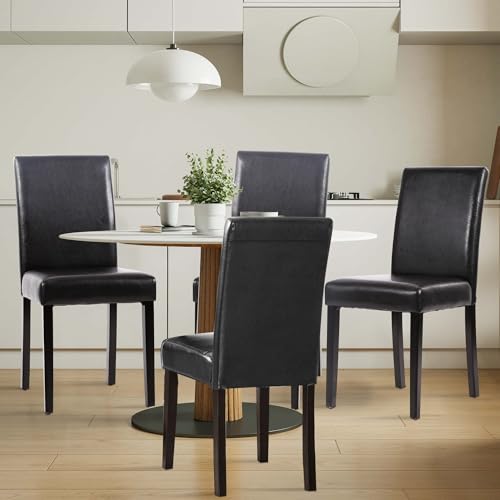4-Piece Upholstered PU Leather Dining Chair Set for Home and Restaurant