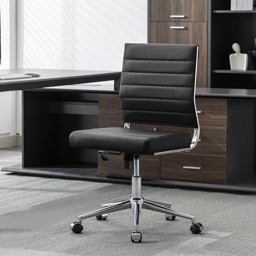 Okeysen Armless Mid Back Leather Office Chair for Conference Rooms