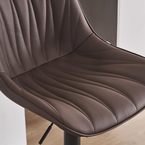 YOUNIKE 2-Pack Swivel Bar Stools with Back, Faux Leather, 300LBS Support, Brown