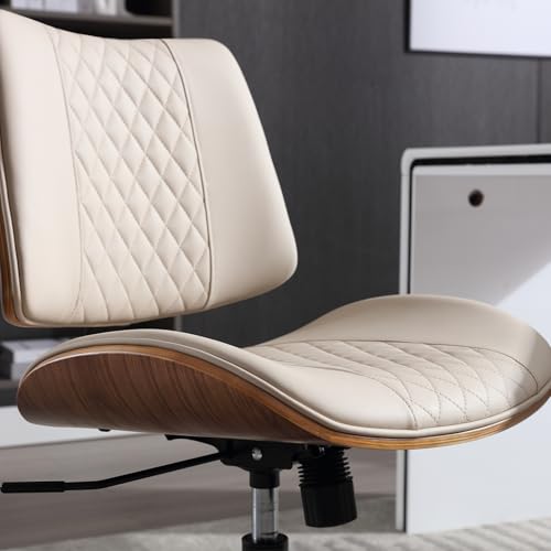 Armless Office Chair with Wheels and Adjustable Height