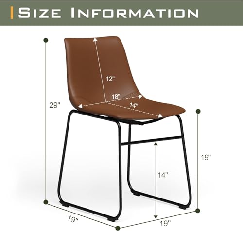 Set of 2 Modern Walnut Dining Chairs with Metal Legs for Kitchen and Living Room