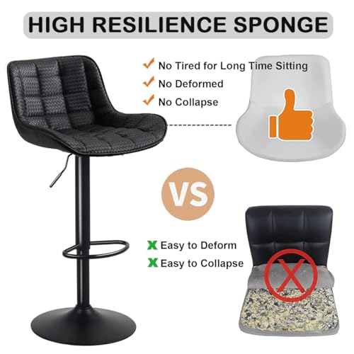 Modern Black Bar Stools Set of 2 for Kitchen Islands