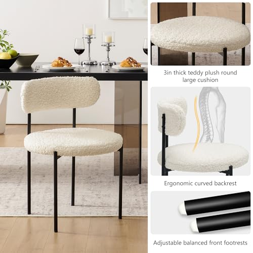 Set of 4 Modern Black and White Upholstered Dining Chairs for Kitchen & Dining Room Decor