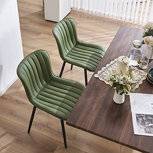 WKGZ INVESTCO Olive Green Mid-Century Modern Armless Dining Chairs Set