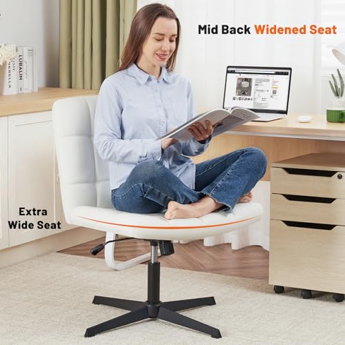 Armless Adjustable White Office Desk Chair