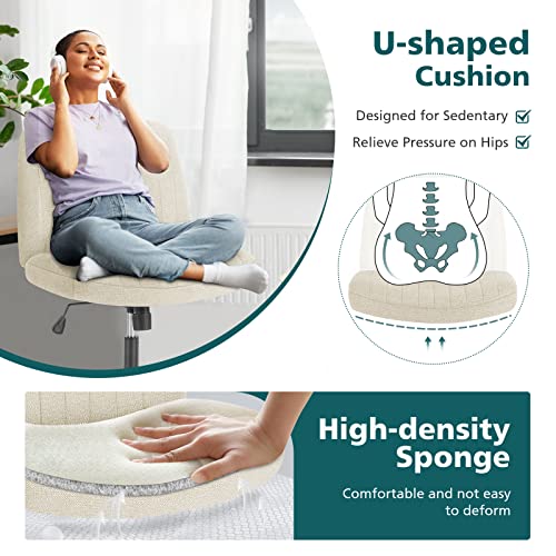 Armless Swivel Fabric Desk Chair for Home Office - OLIXIS