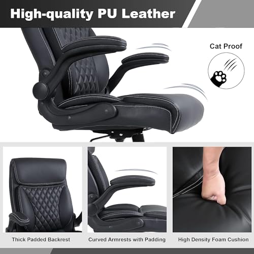 Ergonomic Executive Office Chair with Lumbar Support and Adjustable Features, Black