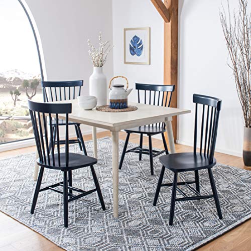 Farmhouse Navy Blue Wooden Dining Chair Set of 2 by Safavieh