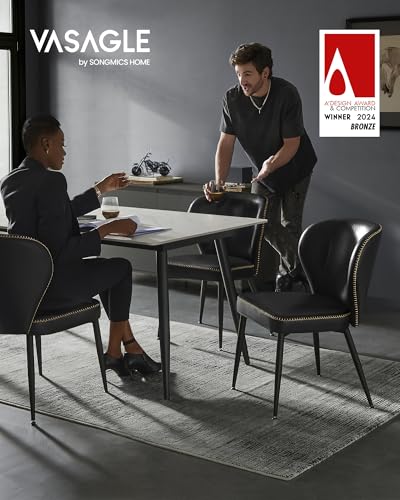 Mid-Century Modern Dining Chairs Set of 4 - Upholstered Kitchen Chairs with Comfortable Seat and Easy Assembly in Ink Black