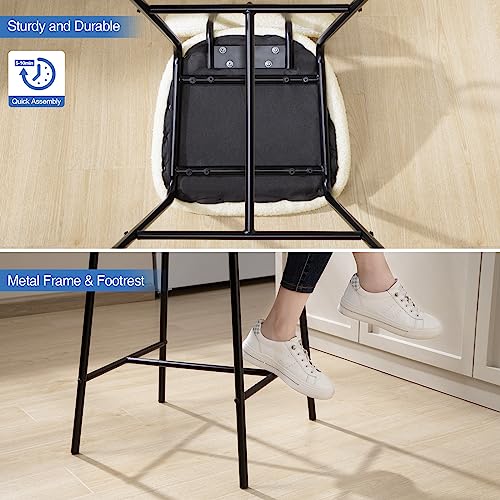 White Upholstered Counter Stools Set of 2 - Modern Design for Kitchen Island