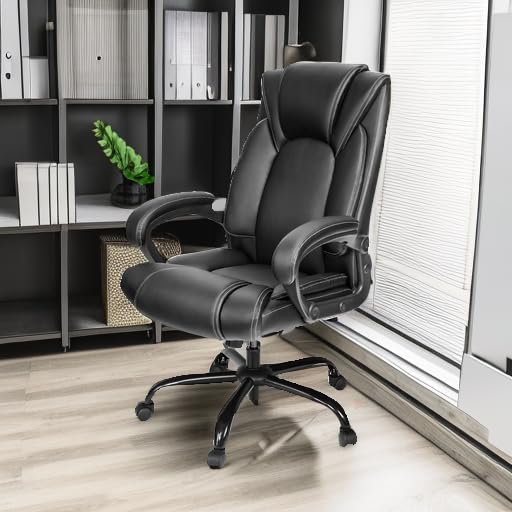 OUTFINE Ergonomic Executive Office Chair with Hydrolysis-Resistant Leather and Tilting Function in Black