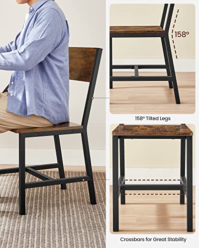 WKGZ INVESTCO Rustic Dining Chair Set of 4 - Easy Assembly, Comfortable Modern Farmhouse Design for Kitchen, Bedroom, Living Room - Rustic Brown and Ink Black