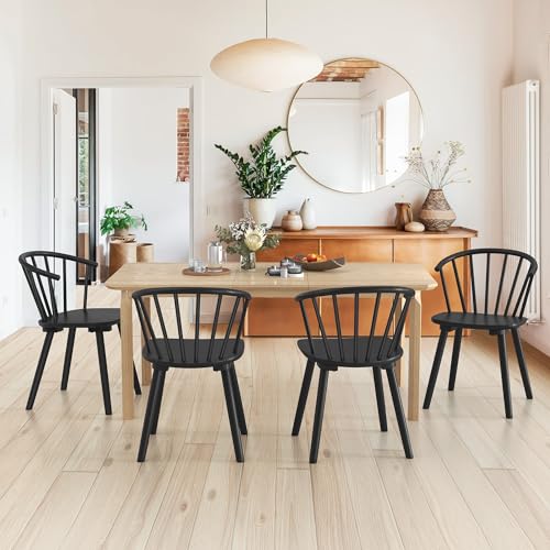 LUE BONA Set of 4 Black Farmhouse Dining Chairs