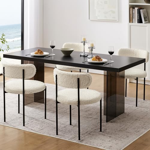 Modern Black and White Upholstered Dining Chair Set for Kitchen and Dining Room
