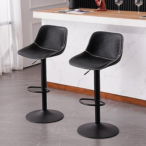 Modern 2-Piece Faux Leather Swivel Bar Stool Set for Kitchen Islands