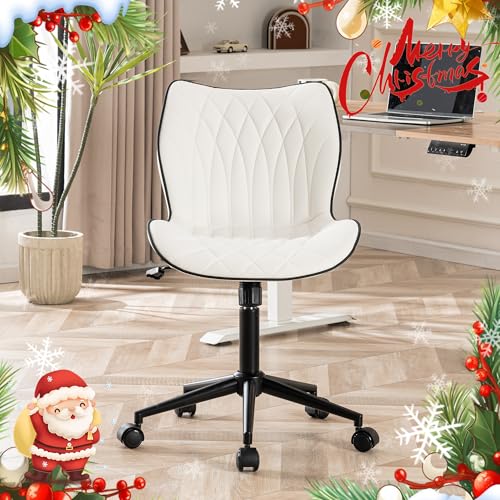 Ergonomic Armless Office Chair with Wheels Adjustable Height