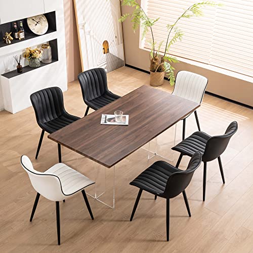 WKGZ INVESTCO Set of 2 Black Upholstered Mid Century Modern Dining Chairs with Metal Legs