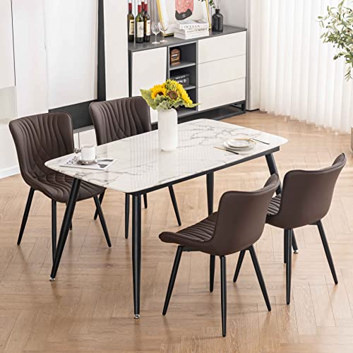 YOUTASTE Set of 2 Brown Mid Century Modern Upholstered Dining Chairs