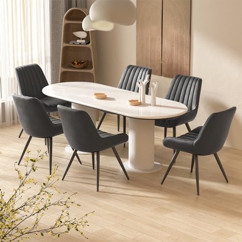 4 Modern Dining Chairs with Thick Cushions & Metal Legs