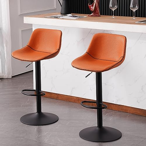WKGZ INVESTCO Set of 2 Modern Adjustable Faux Leather Swivel Bar Stools for Kitchen Islands