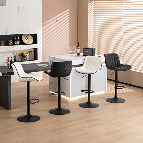 Modern White Bar Stools for Kitchen Island (Set of 2)