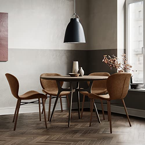 KithKasa Mid Century Modern Walnut Leg Dining Chair Set, Brown