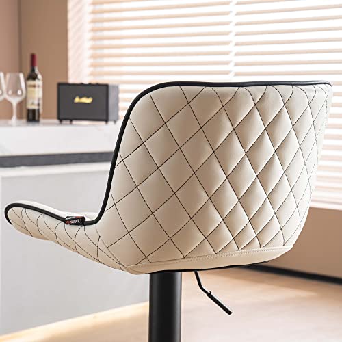WKGZ INVESTCO Set of 2 Modern White Adjustable Swivel Bar Stools with Backs for Kitchen Island