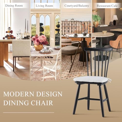 COLAMY Set of 6 Black Windsor Dining Chairs