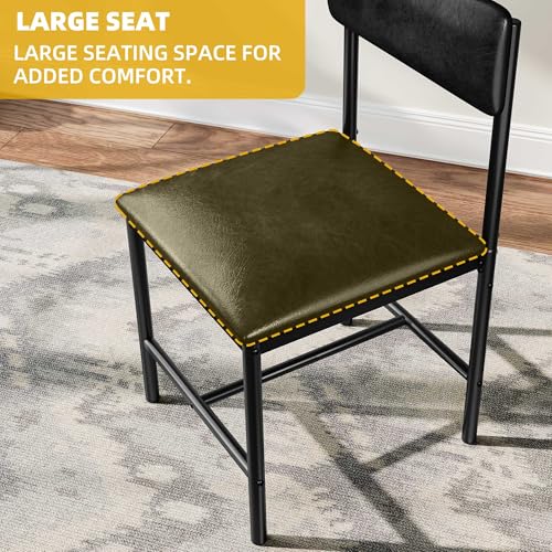 4 Piece Black Faux Leather Dining Chair Set with Metal Legs