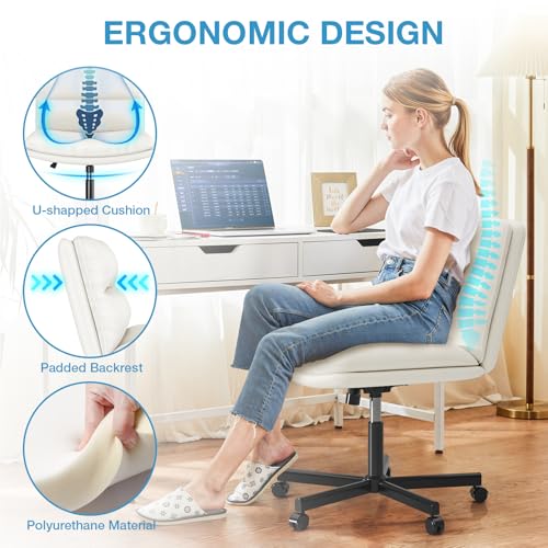 YOMT Armless Ergonomic Office Chair with Adjustable Height and U-Shaped Cushion