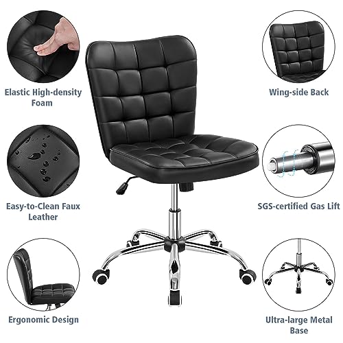 Yaheetech Black Faux Leather Adjustable Office Chair