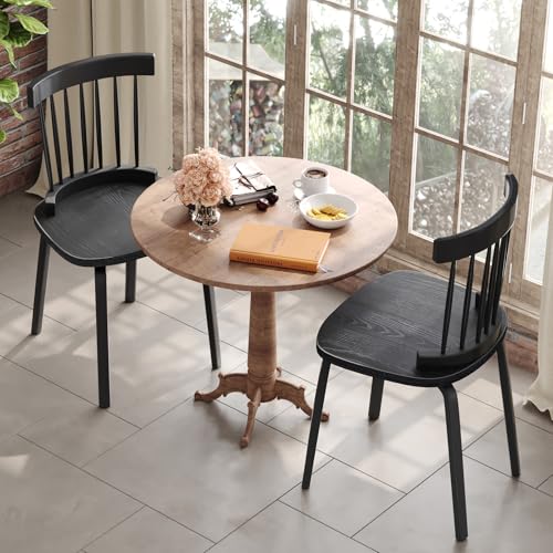 Set of 4 Windsor Dining Chairs in Black, Mid-Century Modern French Country Style