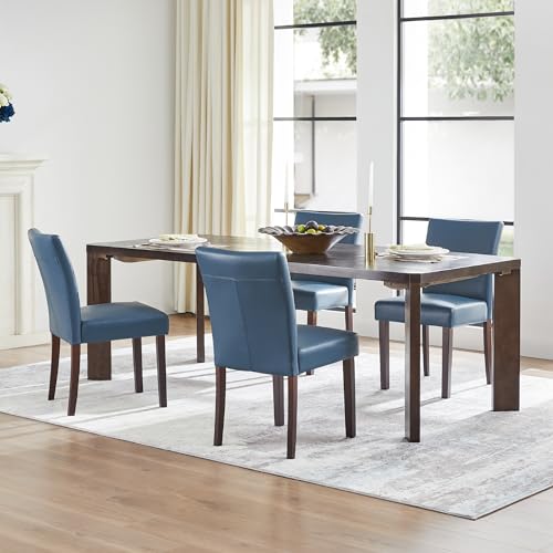 Blue Upholstered Armless Dining Chairs, Set of 2 - for Kitchen & Dining Room