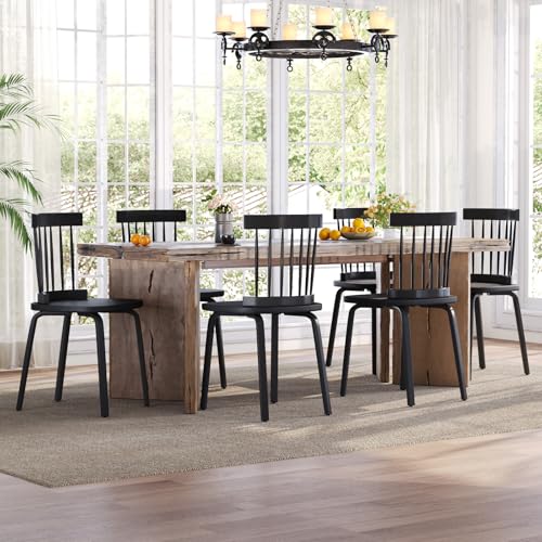 Set of 4 Windsor Dining Chairs in Black, Mid-Century Modern French Country Style