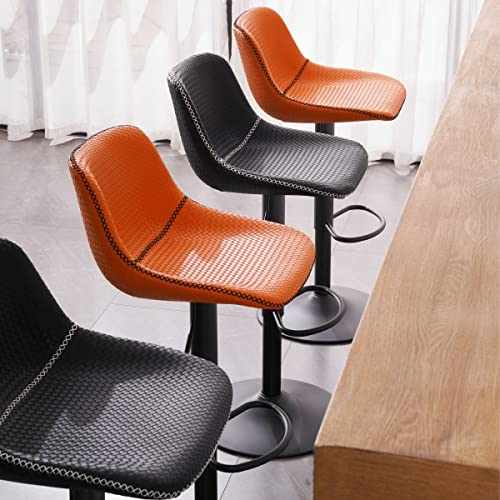 WKGZ INVESTCO Set of 2 Modern Adjustable Faux Leather Swivel Bar Stools for Kitchen Islands