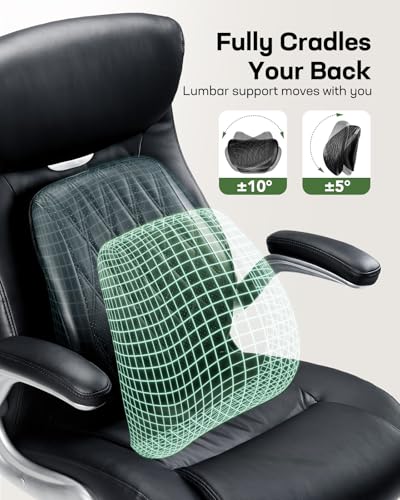 Marsail Ergonomic High Back Office Chair with Dynamic Lumbar Support, Tilt Function & Flip-Up Arms – Ideal for Home Offices, Black