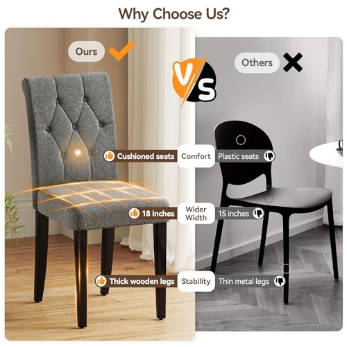 Modern Upholstered Dining Chairs Set of 2 - Grey