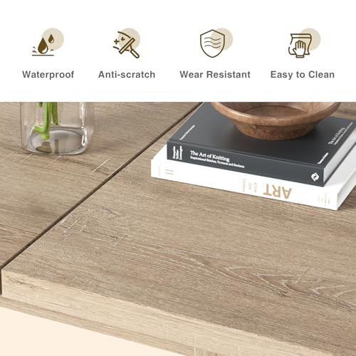 Vabches Extendable Wood Dining Table for 6-10, 55'' to 78'', Mid-Century Modern Design, Space-Saving for Small Apartments and Conferences