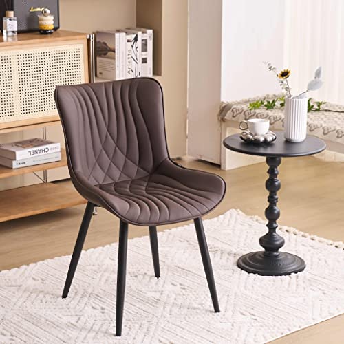 YOUTASTE Mid-Century Modern Set of 2 Brown Dining Chairs