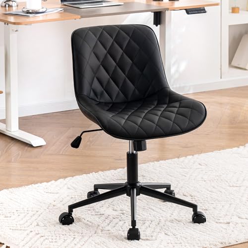 WKGZ INVESTCO Black Armless Rolling Desk Chair for Home Office