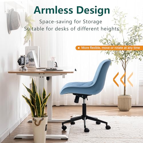 WKGZ INVESTCO Blue Armless Rolling Desk Chair for Home Office