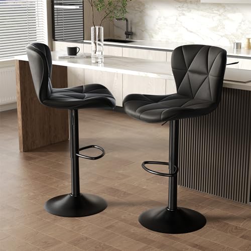 Stylish Black Faux Leather Bar Stools for Kitchen Isla=password