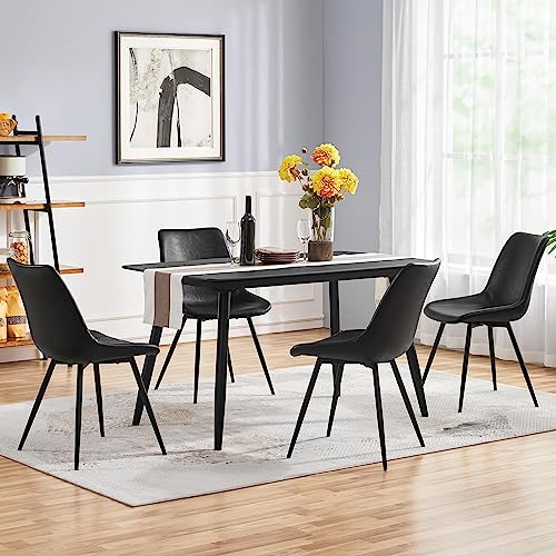 Set of 6 Modern Black Dining Chairs for Kitchen or Dining Room