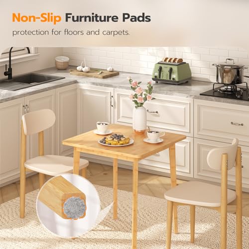 HOOBRO 27.6 Bamboo Square Dining Table for 2 - Versatile for Small Spaces, Easy Assembly, Ideal for Dining Room, Living Room, Kitchen, and Office