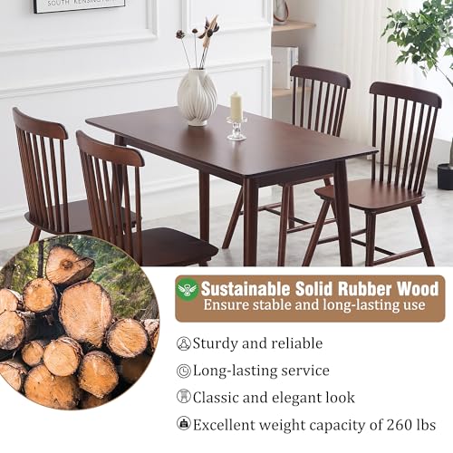 Set of 4 Walnut Farmhouse Windsor Dining Chairs for Restaurant and Home