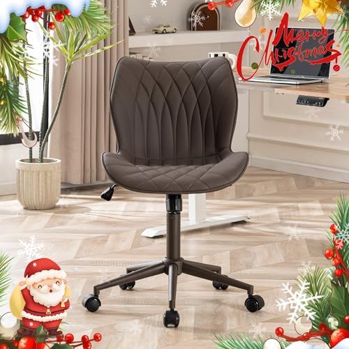 WKGZ INVESTCO Adjustable Faux Leather Swivel Office Chair with Wheels (Brown)