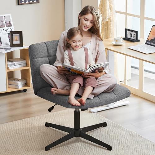 Armless Swivel Desk Chair for Home Office - Dark Gray
