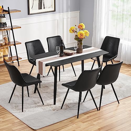 Set of 6 Modern Black Dining Chairs for Kitchen or Dining Room